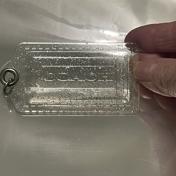 Vintage Coach Poppy acrylic pink script and silver glitter key fobs - Picture 4 of 9